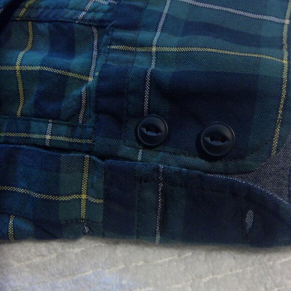 J.A.C.H.S Vintage Originals Men's Plaid Green and Blue Button-Up Shirt - Picture 7 of 9